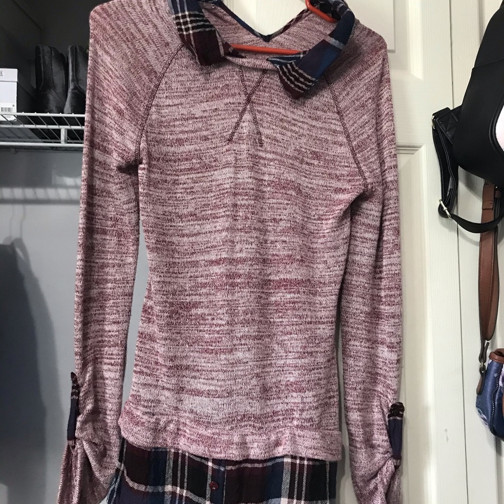 Sweater with flannel layering